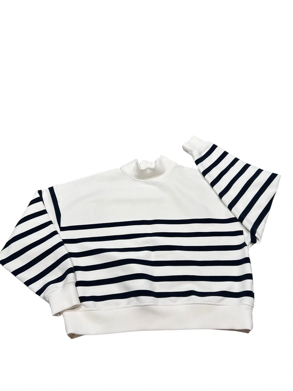 Calia ribbed striped mock neck sweatshirt size medium athletic activewear preppy